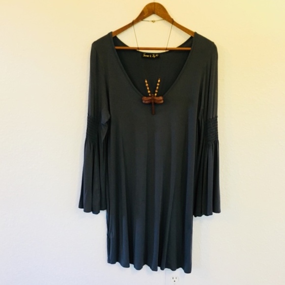 James & Joy slate blue v-neck tunic size large - Picture 1 of 7